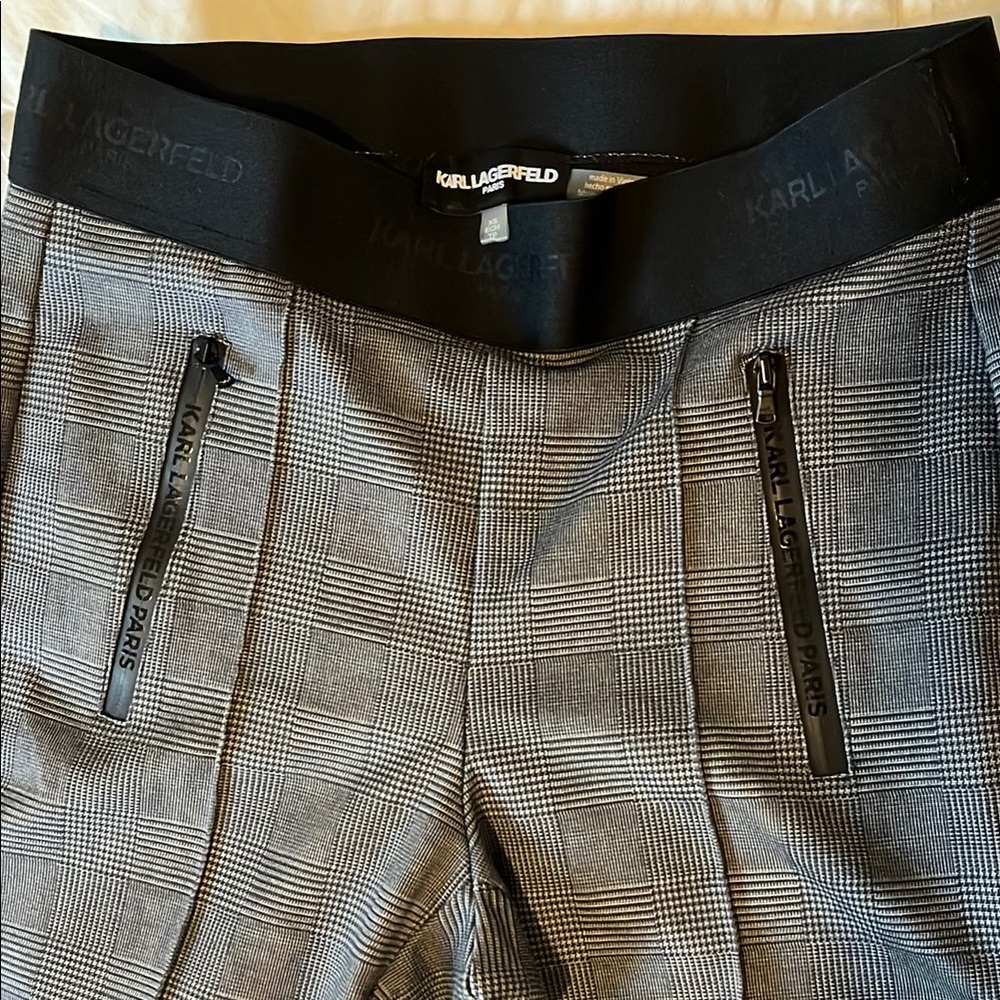 Karl Lagerfeld Black and Gray Checkered Pants